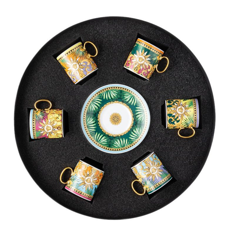 Coffret/6 tasses et soucoupes à espresso Jungle animalier - Versace