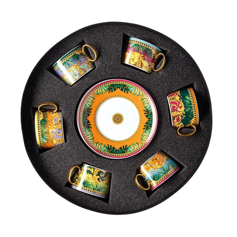 Coffret/6 tasses et soucoupes à thé Jungle animalier - Versace