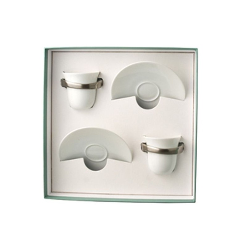Coffret/2 tasses et soucoupes à expresso argent 2495/22545 Anno - Bernardaud