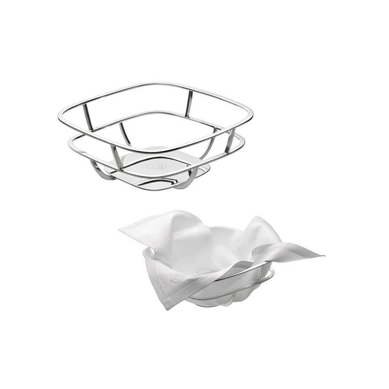 Corbeille à pain/2 serviettes en coton B04103932 Silver time - Christofle
