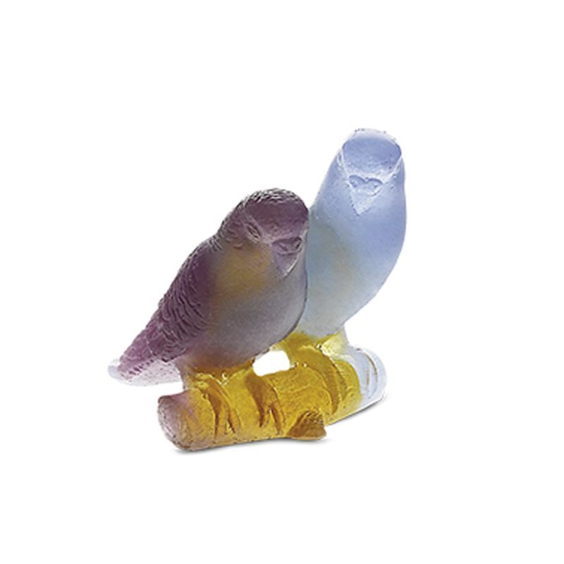 Couple de perruches ambre 02681-1 Perruches - Daum