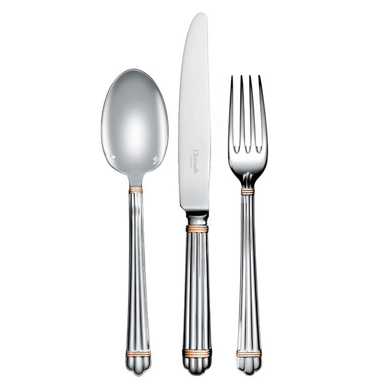 Fourchette de table B01022003 Aria Métal argenté bagues dorées - Christofle