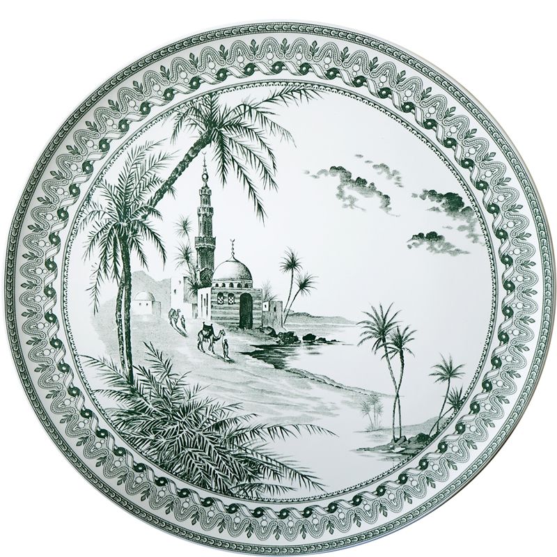 Grand plat mural Vues d'Orient vert 1841CF0303 Les Dépareillées vert - Gien