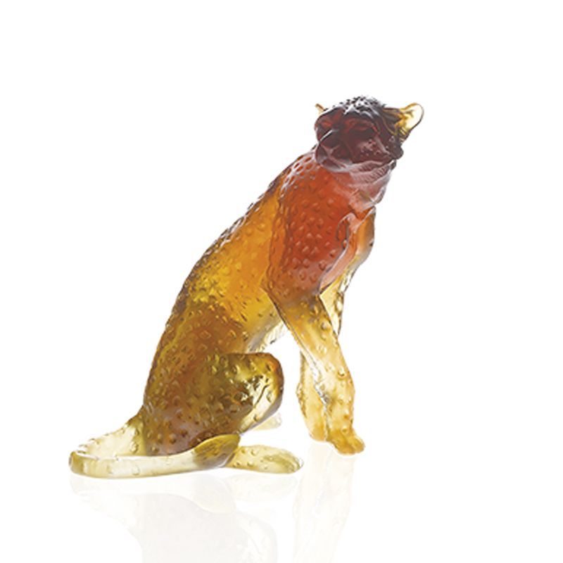 Guépard assis ambre 02677 Guépard - Daum