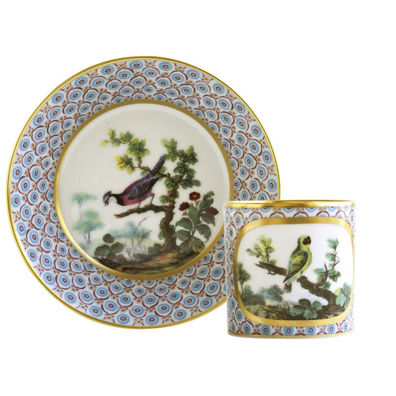 Perruche à joue rouge L728/4519 Tasses Historiques - Ancienne Manufacture Royale