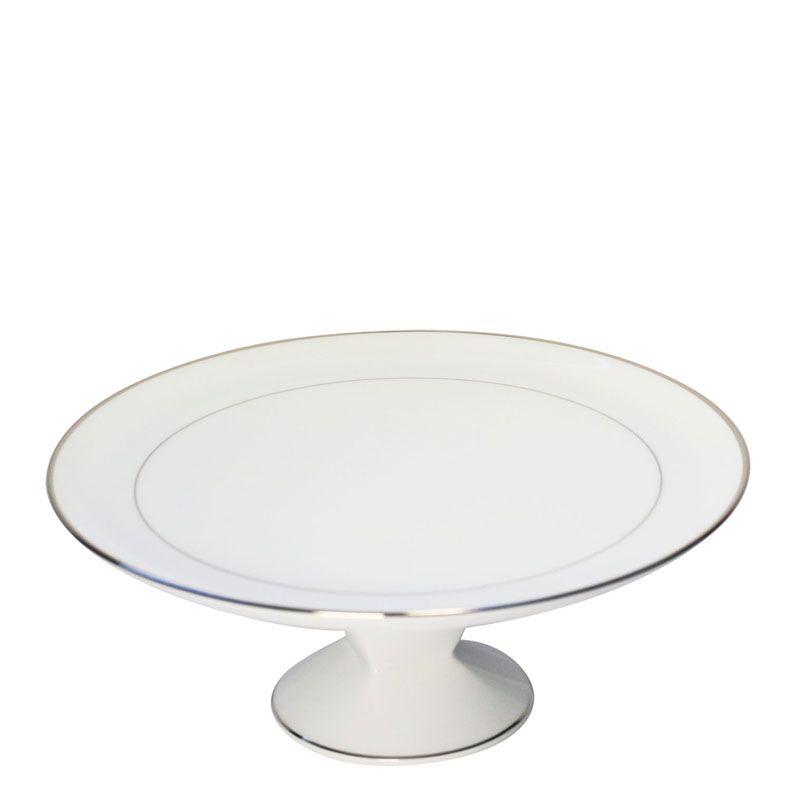 Plat à tarte sur pied Orsay platine - Haviland
