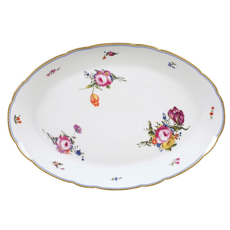 Plat ovale 38 L003/107 A la Reine - Ancienne Manufacture Royale