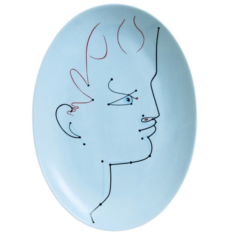 Plat ovale Antinoüs bleu 0661-37-502036 Jean Cocteau - Raynaud