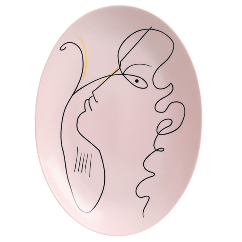 Plat ovale La tristesse d'Orphée rose 0660-37-502036 Jean Cocteau - Raynaud