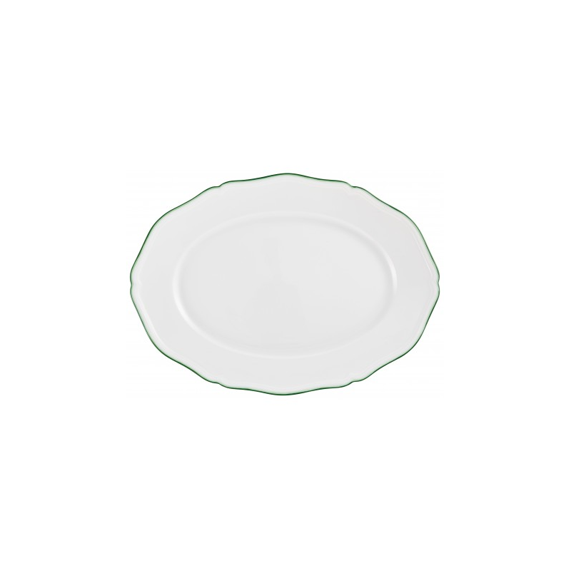 Plat ovale PM Touraine double filet vert - Raynaud