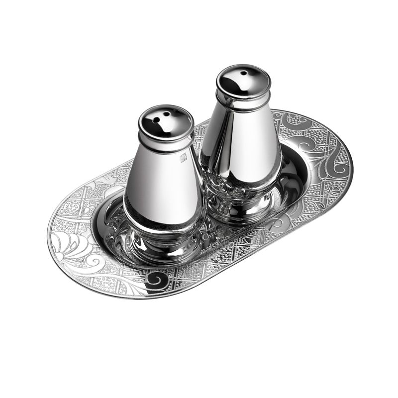 Salière et poivrière sur plateau B04228790 Jardin d'Eden Métal argenté - Christofle