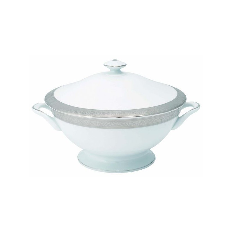 Soupière à pied avec couvercle 007257 Royal Trianon platine - Deshoulières