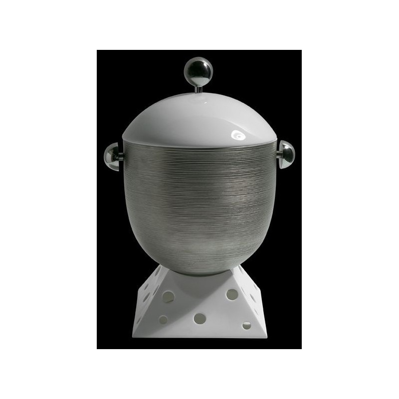 Soupière sans pied avec poignées et bouton métal Hémisphère aile platine - J.L.Coquet