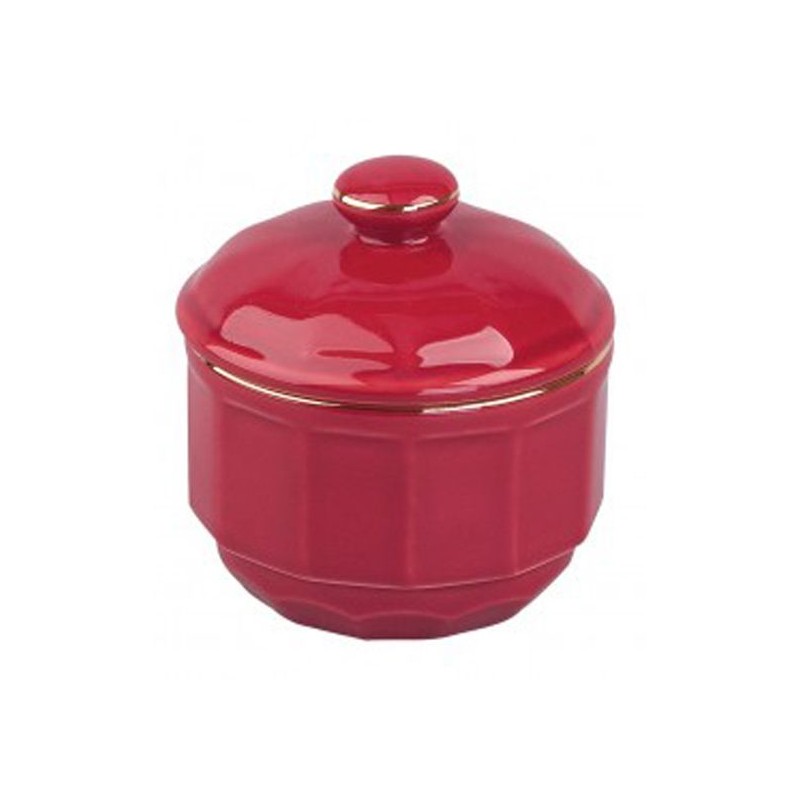 Sucrier rouge bord or 007339 Flora Apilco - Deshoulières