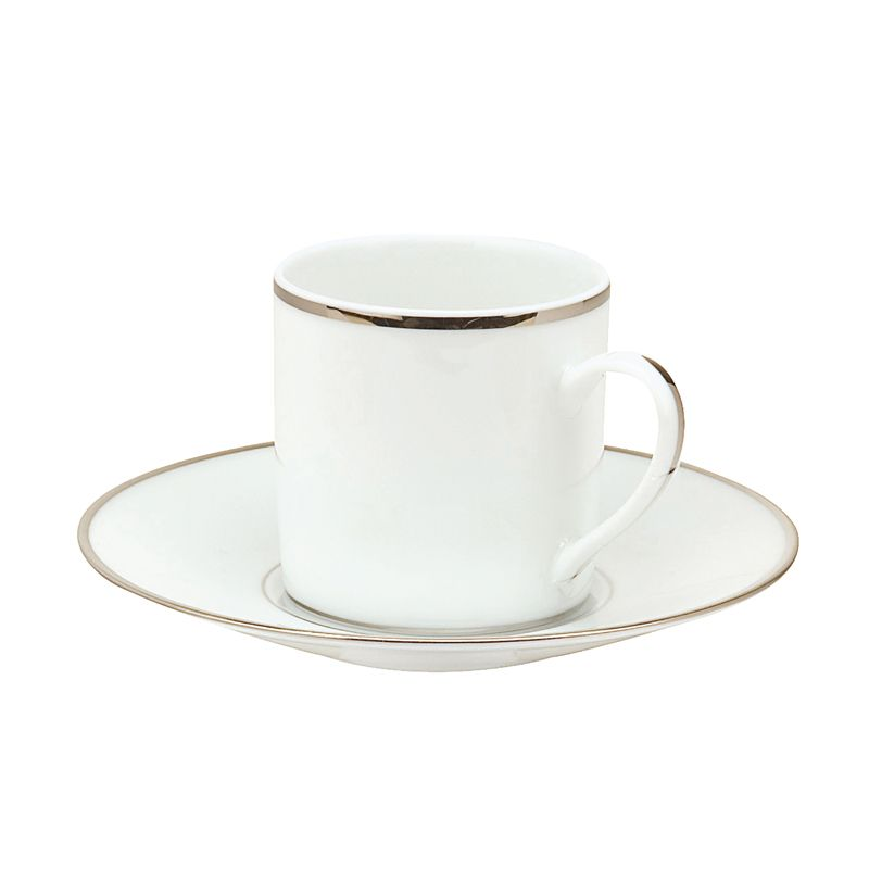 Tasse à café et soucoupe B07636510 Albi platine porcelaine - Christofle