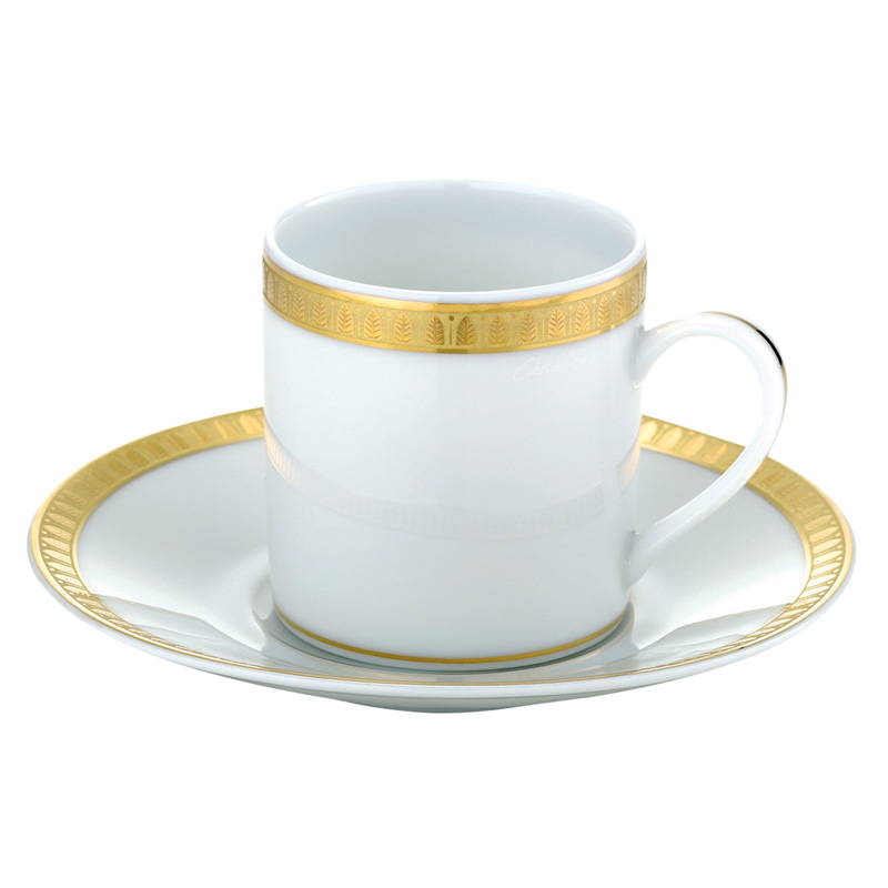 Tasse à café et soucoupe B07646510 Malmaison or porcelaine - Christofle