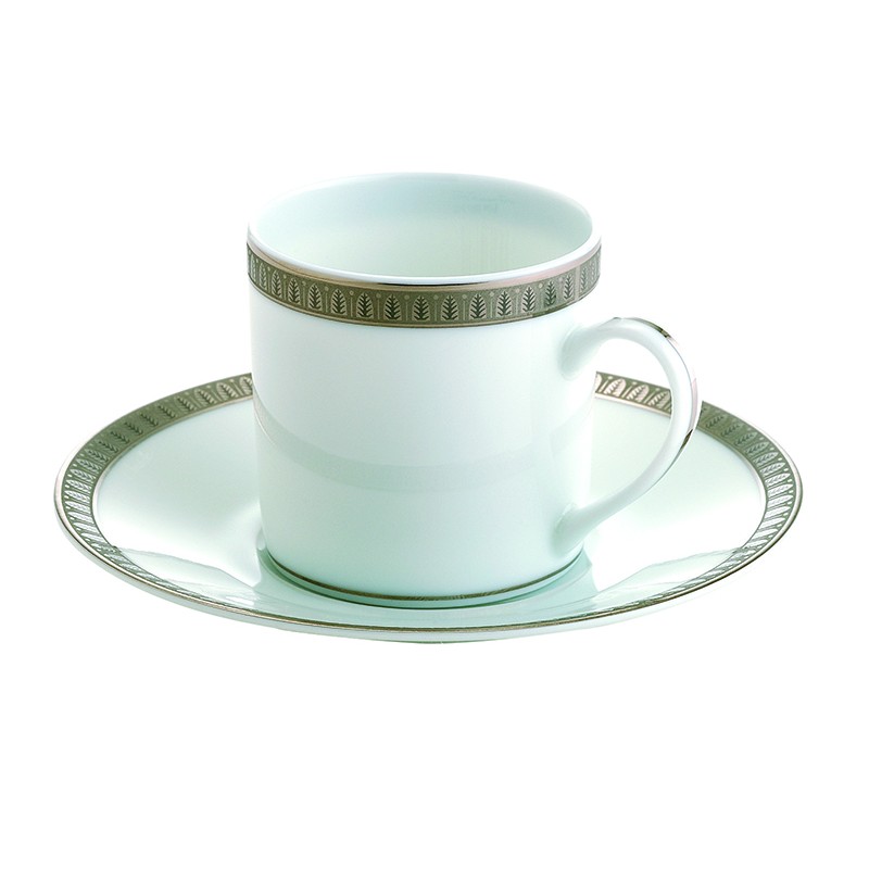 Tasse à café et soucoupe B07645510 Malmaison platine porcelaine - Christofle