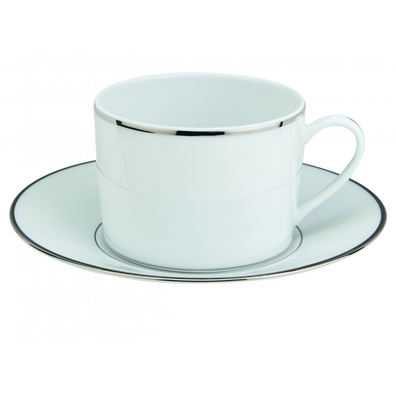 Tasse à thé et soucoupe B07636520 Albi platine porcelaine - Christofle
