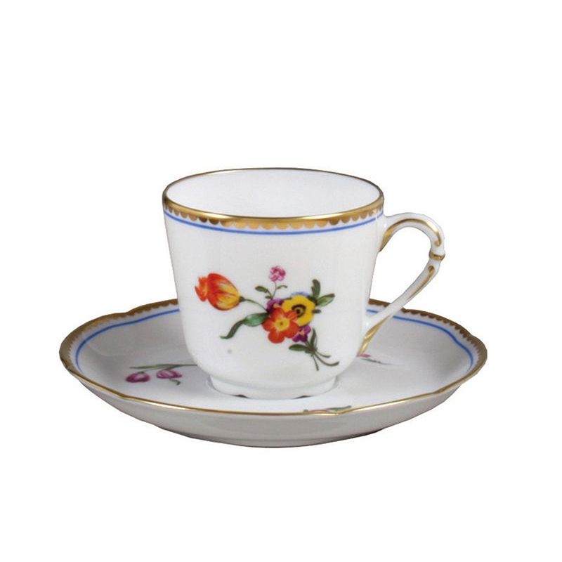 Tasse et soucoupe à café L003/79 A la Reine - Ancienne Manufacture Royale