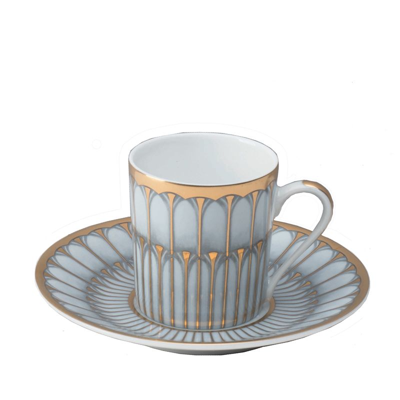 Tasse et soucoupe à café 030465 Arcades gris or - Deshoulières