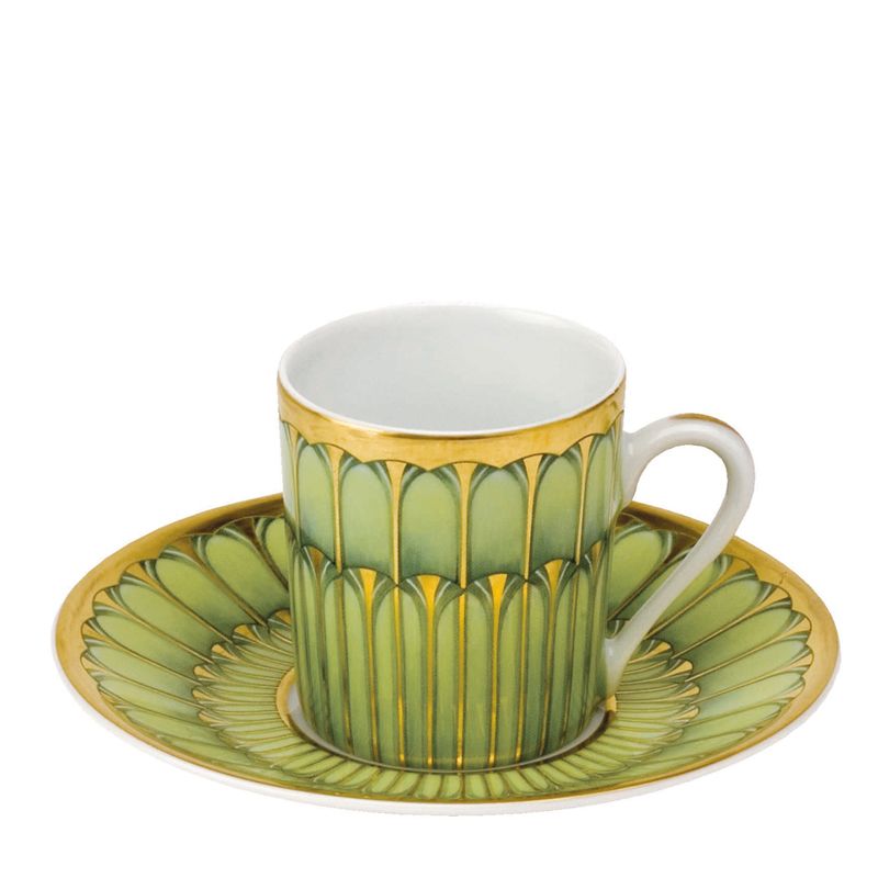 Tasse et soucoupe à café Arcades vert - Deshoulières