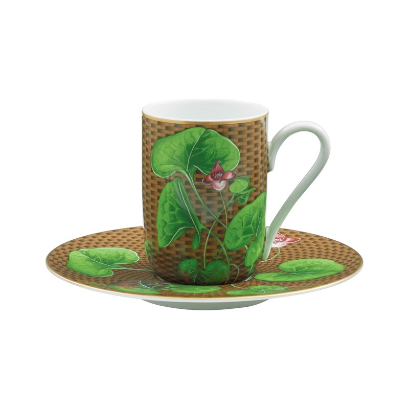 Tasse et soucoupe à café (Avec coffret) Asarum marron Trésor fleuri - Raynaud