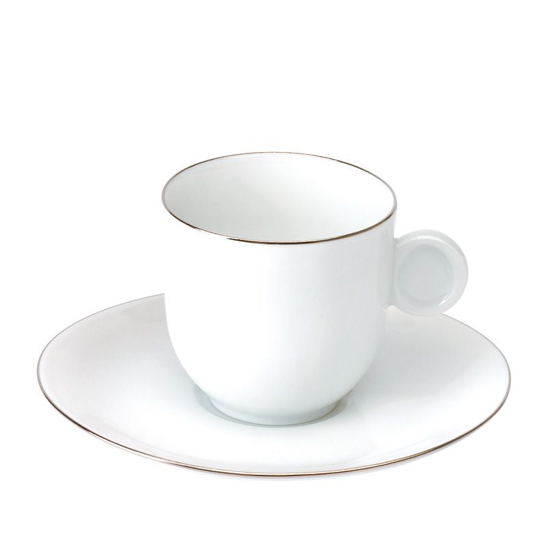 Tasse et soucoupe à café avec anse 016548 Galet platine - Deshoulières