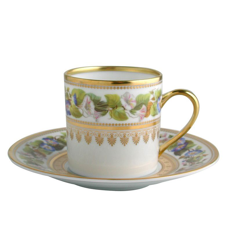 Tasse et soucoupe à café L608/79 Botanique - Ancienne Manufacture Royale