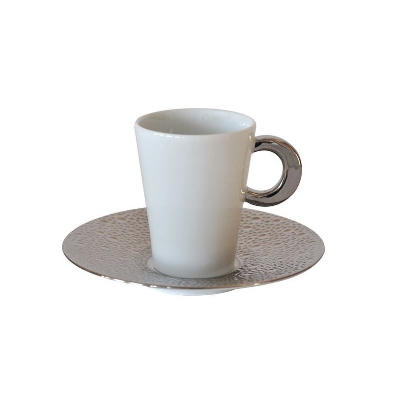 Tasse et soucoupe à café 1721/20451 Ecume platine - Bernardaud