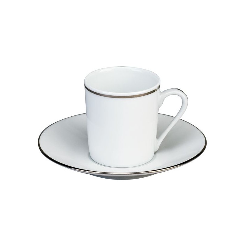 Tasse et soucoupe à café Europe 1040/020112 Filet platine 1,5 mm - Deshoulières