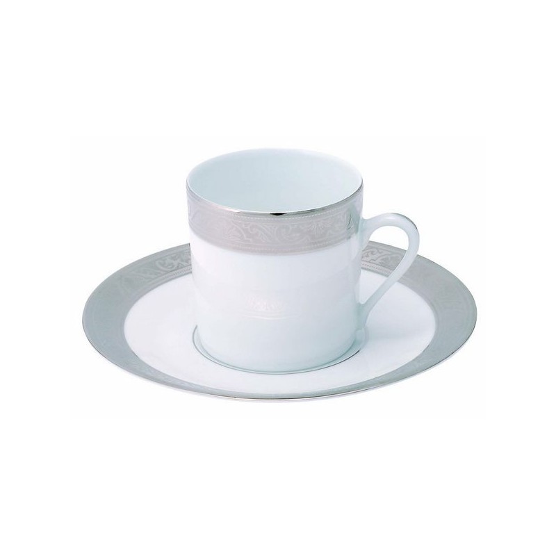Tasse et soucoupe à café Europe 022495 Royal Trianon platine - Deshoulières