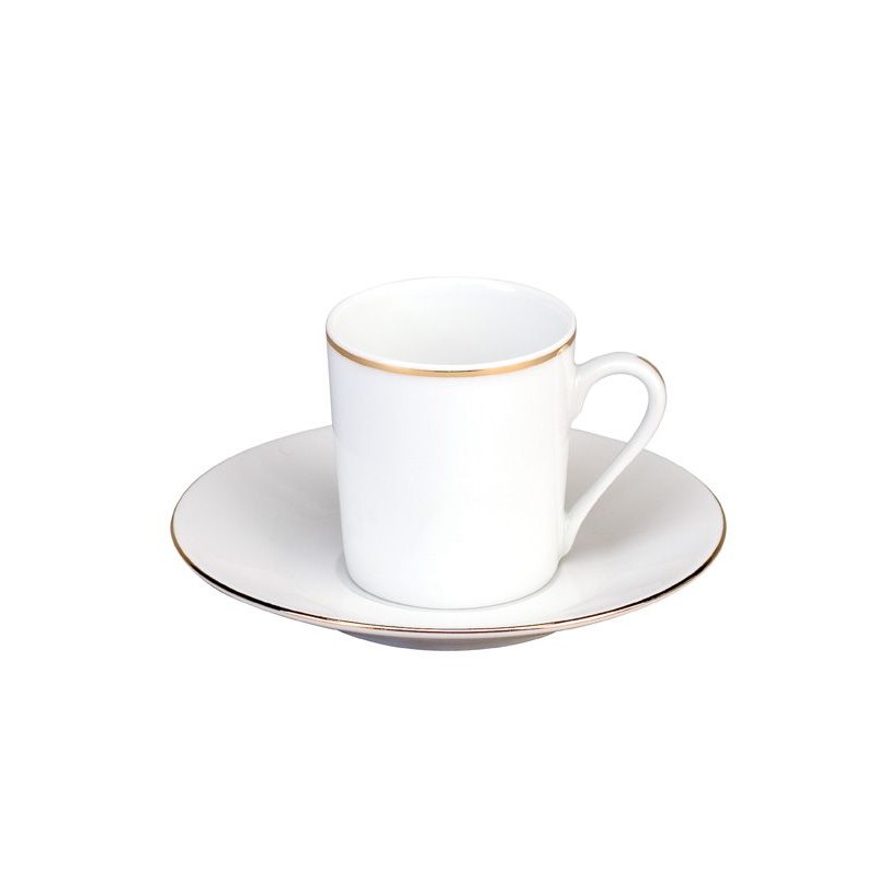 Tasse et soucoupe à café 1030/020080 Filet or 1,5 mm - Deshoulières