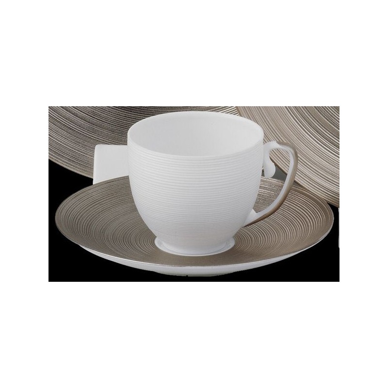 Tasse et soucoupe à café Hémisphère aile platine - J.L.Coquet
