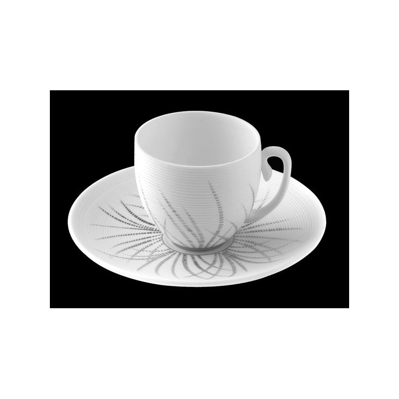 Tasse et soucoupe à café Hémisphère toundra platine - J.L.Coquet