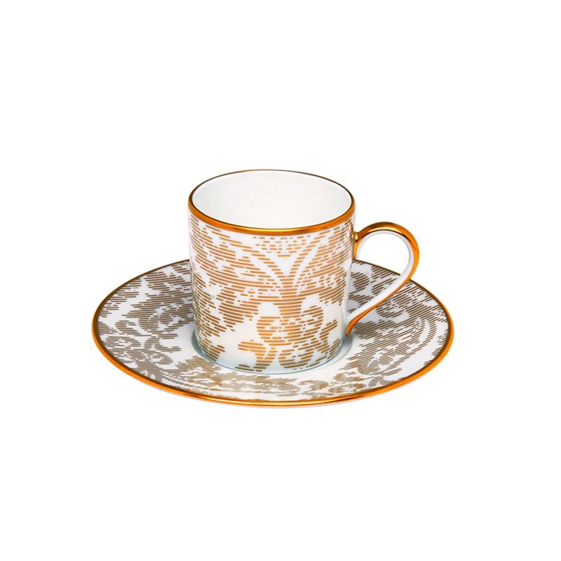 Tasse à Café Avec Soucoupe Clayre & Eef - Porcelaine, 15x7 Cm, 0.25L, Design Rustique Et Coloré