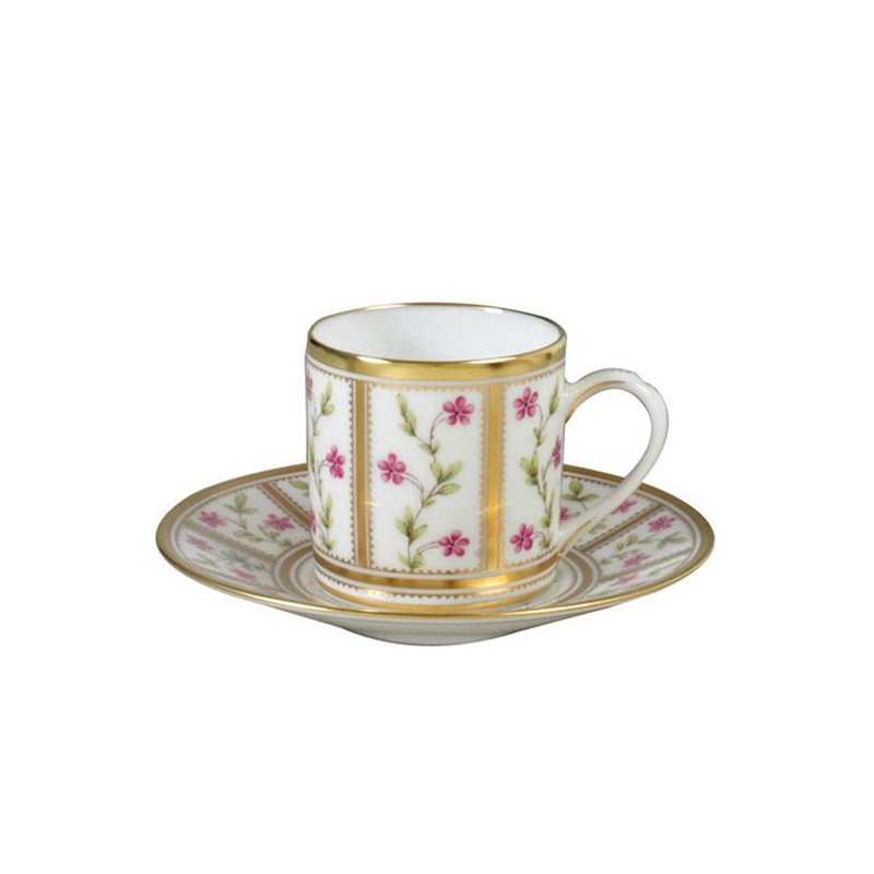 Tasse et soucoupe à café L002/79 Roseraie - Ancienne Manufacture Royale