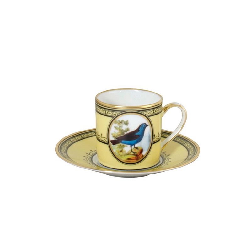 Tasse et soucoupe à café Tangara du Brésil Jardin du roi - Ancienne Manufacture Royale