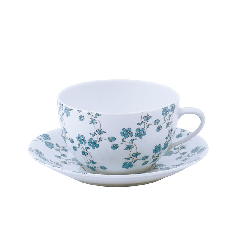 Tasse et soucoupe à déjeuner 036729 Fleur Bleue - Deshoulières