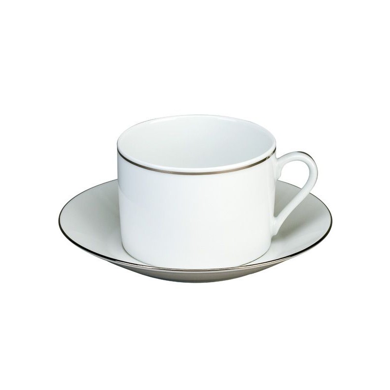 Tasse et soucoupe à déjeuner 1040/020113 Filet platine 1,5 mm - Deshoulières