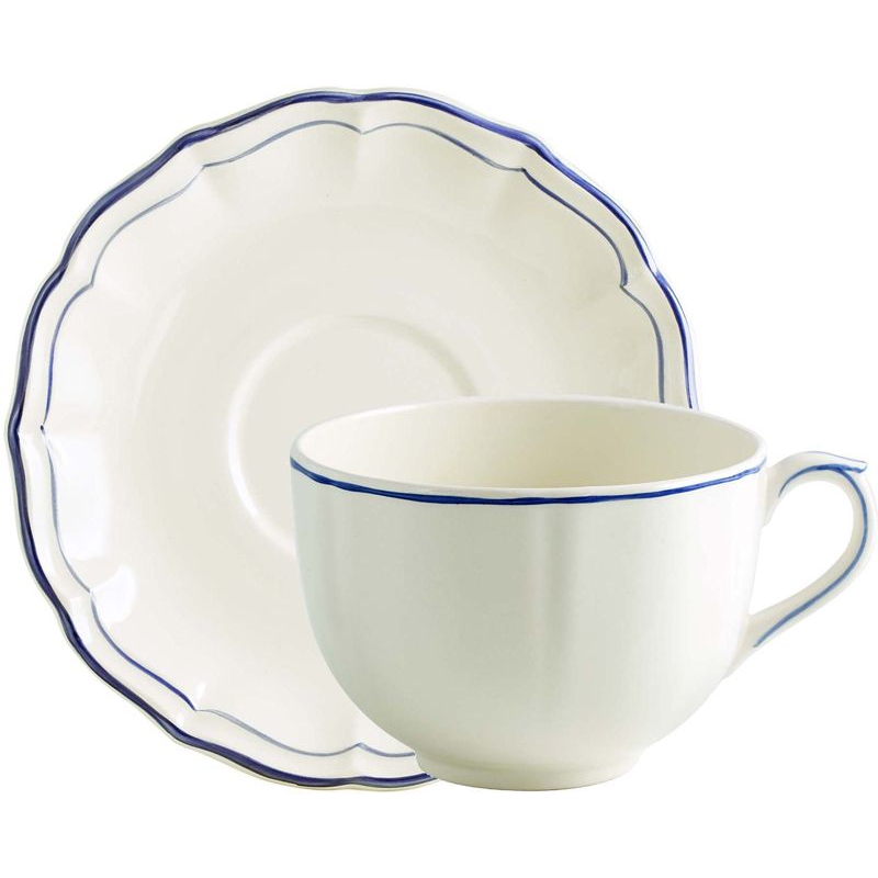 Tasse et soucoupe à déjeuner jumbo 15401PTJ26 Filets bleus - Gien