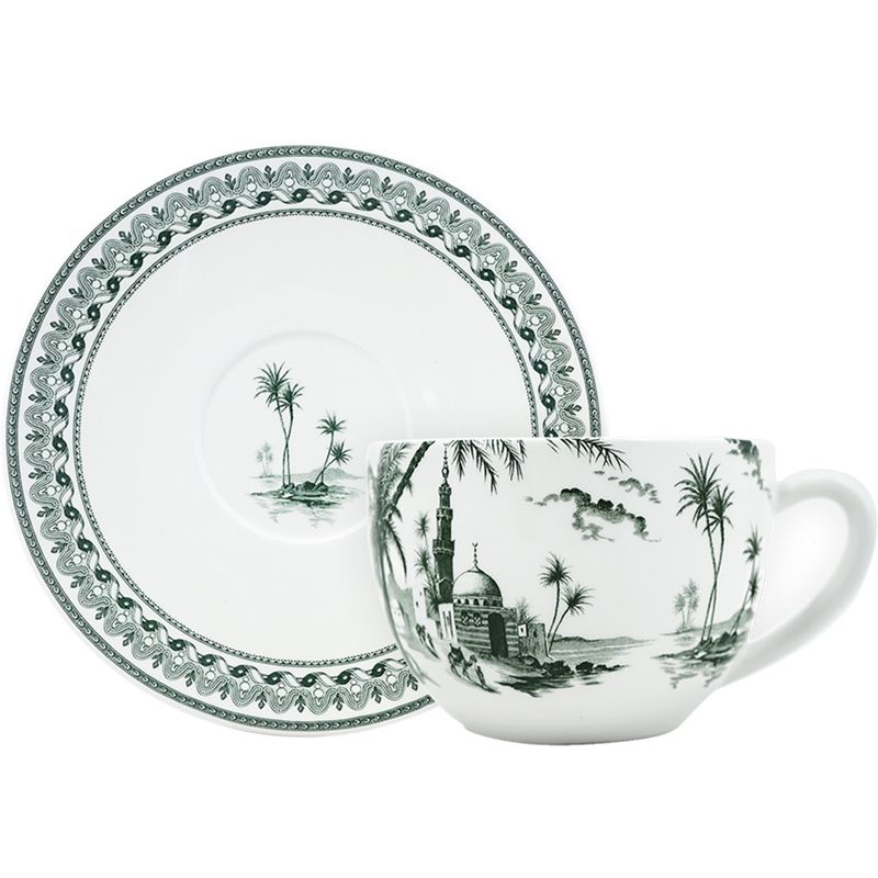 Tasse et soucoupe à déjeuner jumbo 18411PTJ01 Les Dépareillées vert - Gien