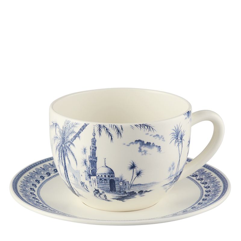 Tasse et soucoupe à déjeuner jumbo  Vue d'Orient 18491PTJ01 Les Dépareillées bleu - Gien