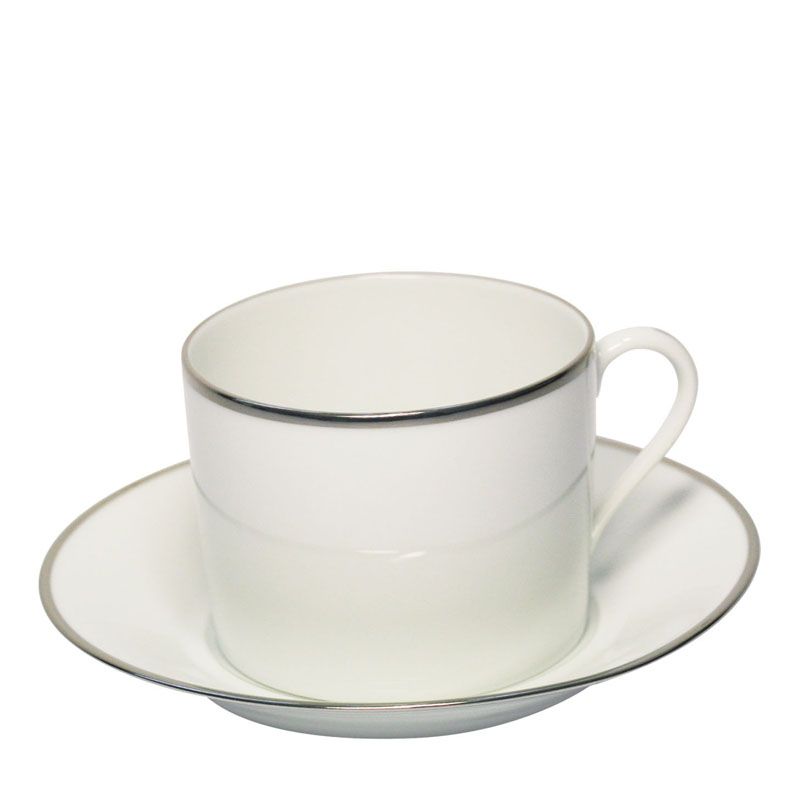 Tasse et soucoupe à déjeuner Orsay platine - Haviland
