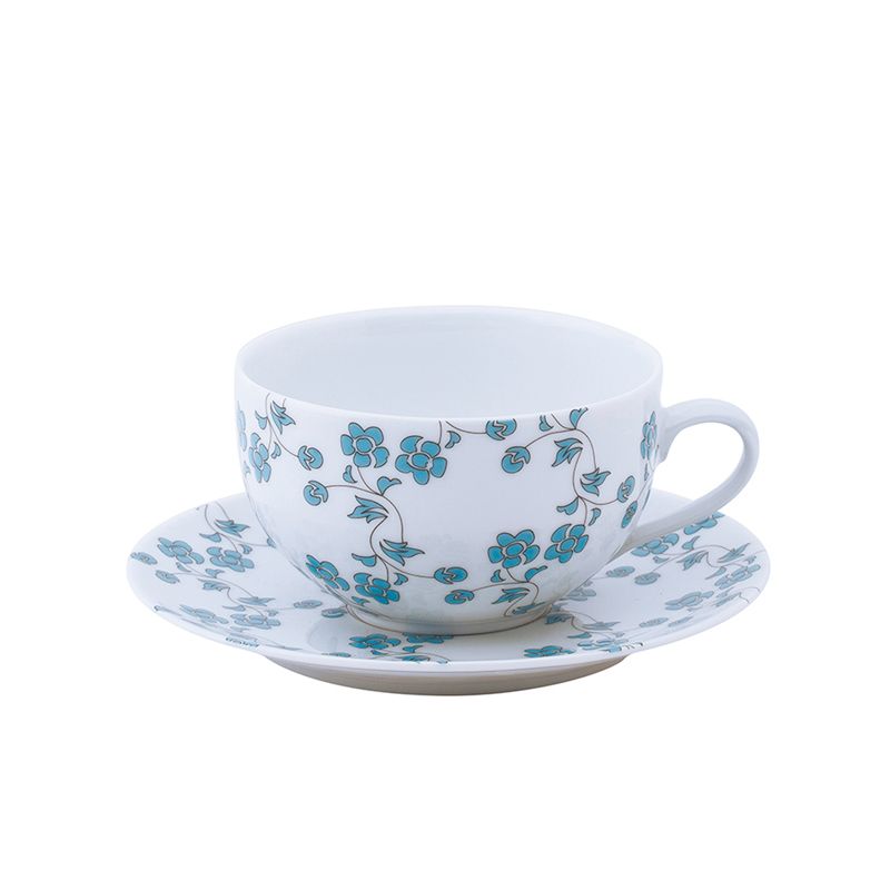 Tasse et soucoupe à thé 036732 Fleur Bleue - Deshoulières