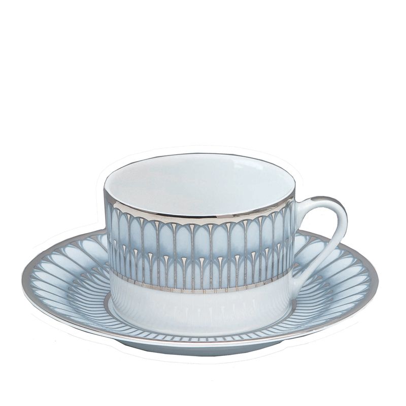Tasse et soucoupe à thé 030200 Arcades gris platine - Deshoulières
