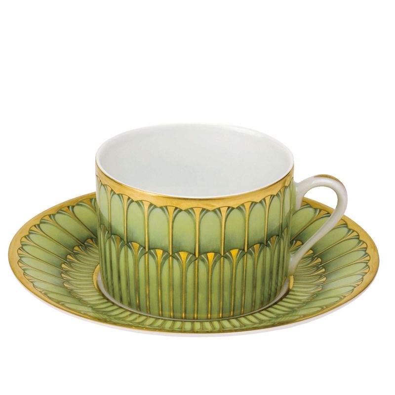 Tasse et soucoupe à thé 011888 Arcades vert - Deshoulières