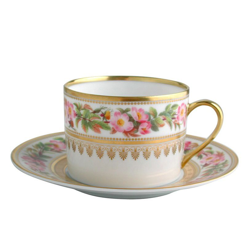 Tasse et soucoupe à thé L608/89 Botanique - Ancienne Manufacture Royale