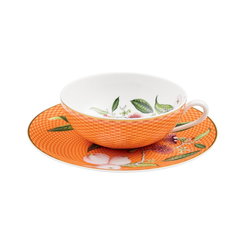 Tasse et soucoupe à thé Pomme d'eau orange (Avec coffret) Trésor fleuri - Raynaud