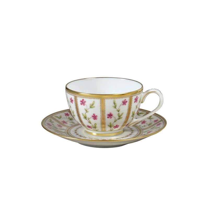 Tasse et soucoupe à thé L002/89 Roseraie - Ancienne Manufacture Royale