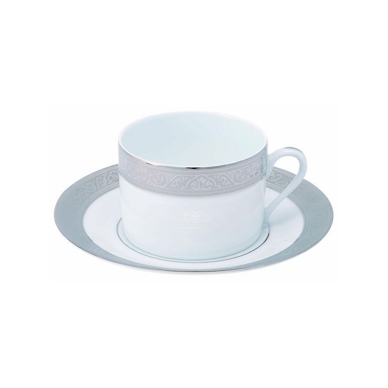 Tasse et soucoupe à thé 022498 Royal Trianon platine - Deshoulières